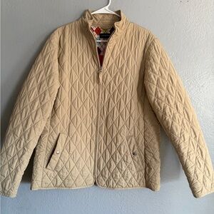Lands' End Women’s Quilted Beige Jacket SZ L. Mid weight Spring/fall